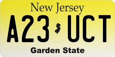 NJ license plate A23UCT