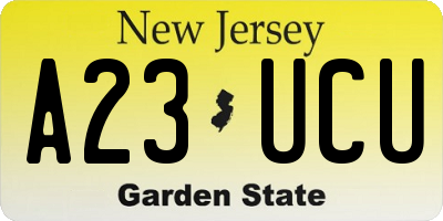 NJ license plate A23UCU