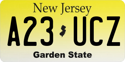 NJ license plate A23UCZ