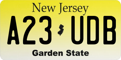 NJ license plate A23UDB
