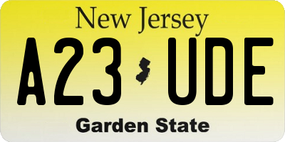 NJ license plate A23UDE