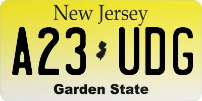 NJ license plate A23UDG