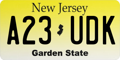 NJ license plate A23UDK