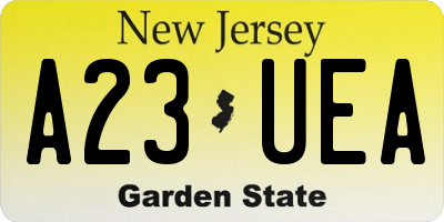 NJ license plate A23UEA