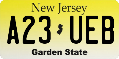 NJ license plate A23UEB