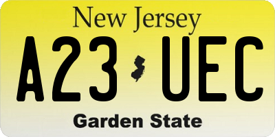 NJ license plate A23UEC