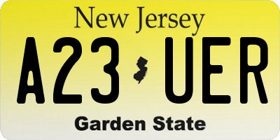 NJ license plate A23UER