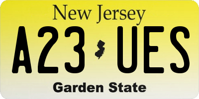 NJ license plate A23UES