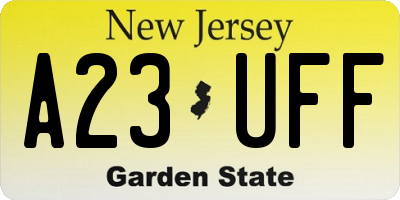 NJ license plate A23UFF