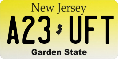 NJ license plate A23UFT