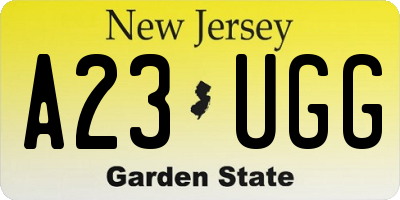 NJ license plate A23UGG