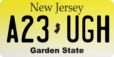 NJ license plate A23UGH
