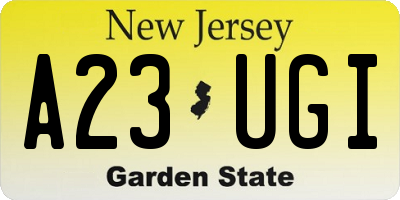 NJ license plate A23UGI