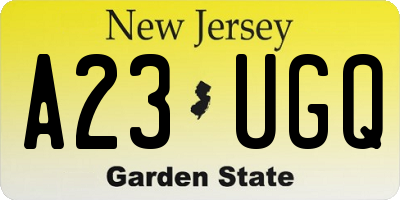 NJ license plate A23UGQ