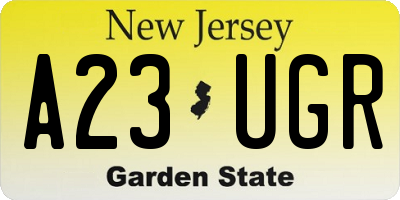 NJ license plate A23UGR