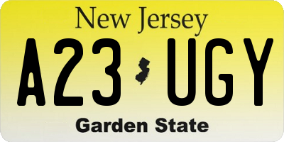 NJ license plate A23UGY