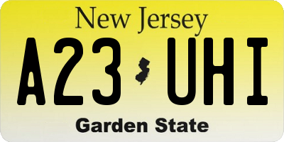 NJ license plate A23UHI