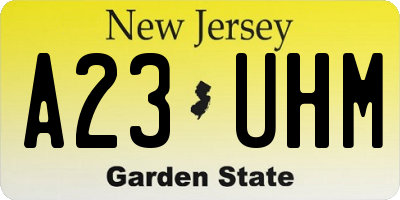 NJ license plate A23UHM