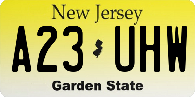 NJ license plate A23UHW