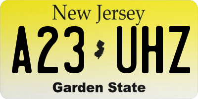NJ license plate A23UHZ