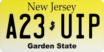 NJ license plate A23UIP