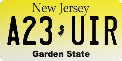 NJ license plate A23UIR