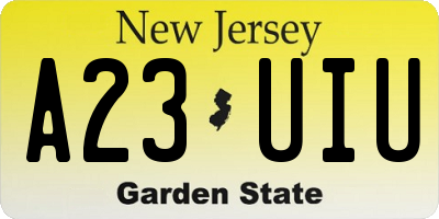 NJ license plate A23UIU