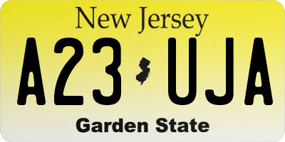 NJ license plate A23UJA