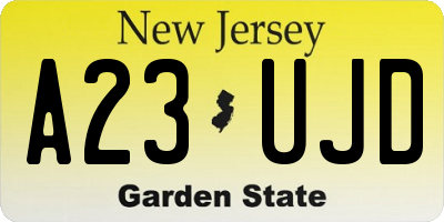 NJ license plate A23UJD