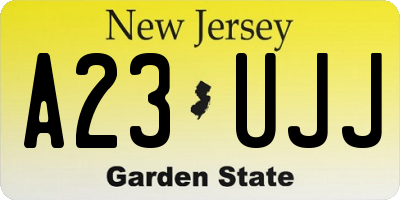 NJ license plate A23UJJ