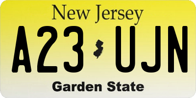 NJ license plate A23UJN