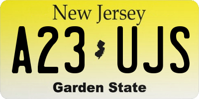 NJ license plate A23UJS