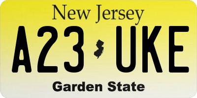 NJ license plate A23UKE