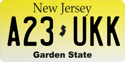 NJ license plate A23UKK