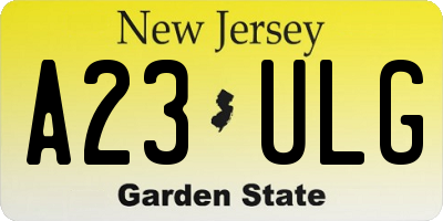 NJ license plate A23ULG