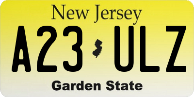 NJ license plate A23ULZ