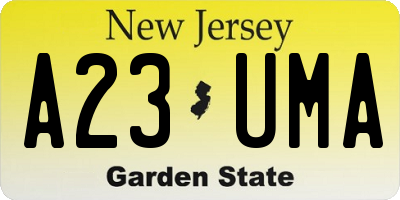 NJ license plate A23UMA