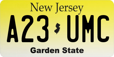 NJ license plate A23UMC