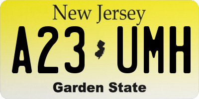 NJ license plate A23UMH