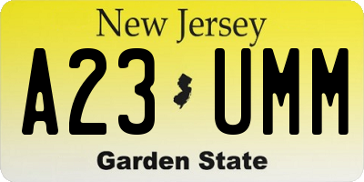NJ license plate A23UMM