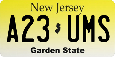 NJ license plate A23UMS
