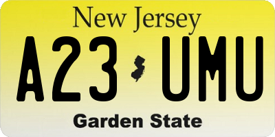 NJ license plate A23UMU