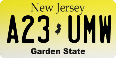 NJ license plate A23UMW
