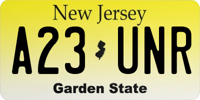 NJ license plate A23UNR