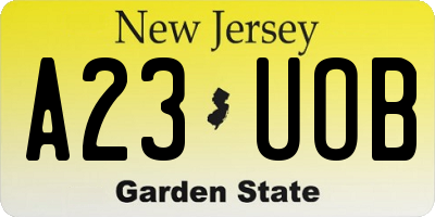NJ license plate A23UOB