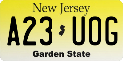 NJ license plate A23UOG