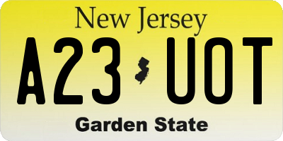 NJ license plate A23UOT