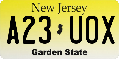 NJ license plate A23UOX