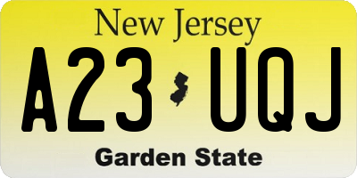 NJ license plate A23UQJ