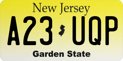 NJ license plate A23UQP